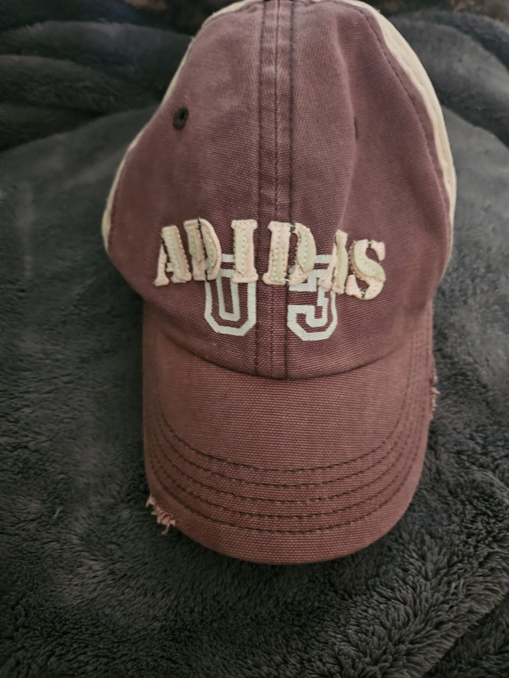 Vintage Adidas Women's Distressed Brown Baseball Cap with Pink Logo